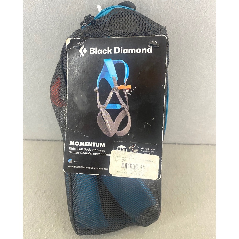 Black Diamond Momentum Kids Full Body Climbing Harness Azul Blue New